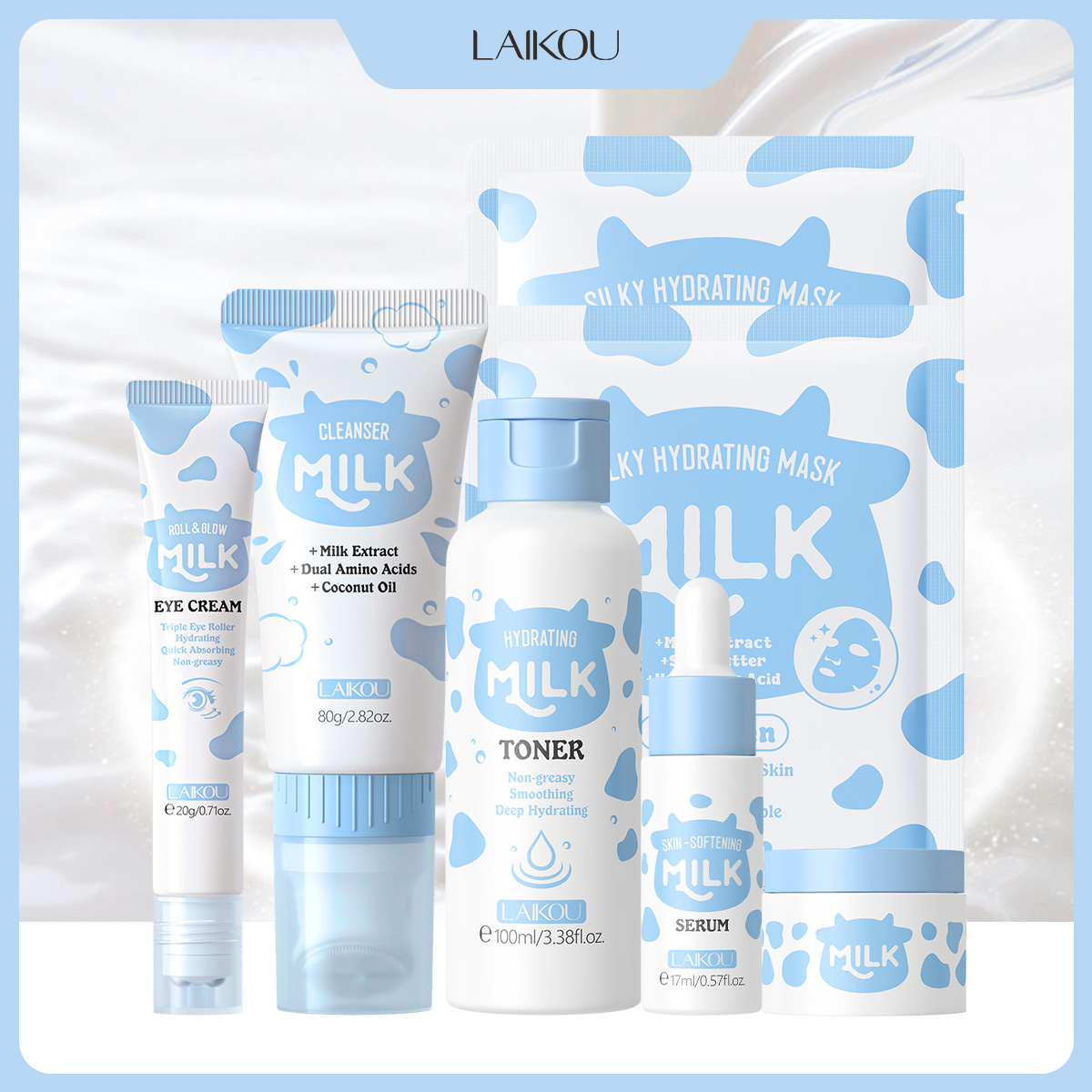 LAIKOU 6Pcs Milk Hydrating Ski - đánh giá và giá Skincare Glow